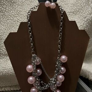 Elegant Silver and Pink Beaded Necklace